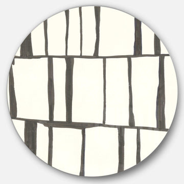 minimalist black and white I - Abstract Round Metal Wall Art